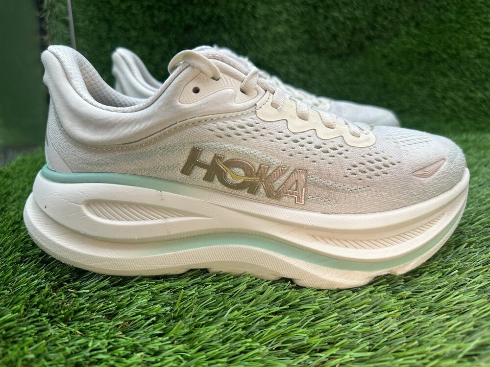 Hoka One One Bondi 9 1162012-TLSL Athletic Sneaker Women's 6B White Knit Sports